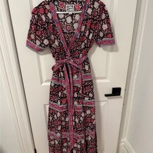 Maxime Pink and Black Floral Maxi Dress